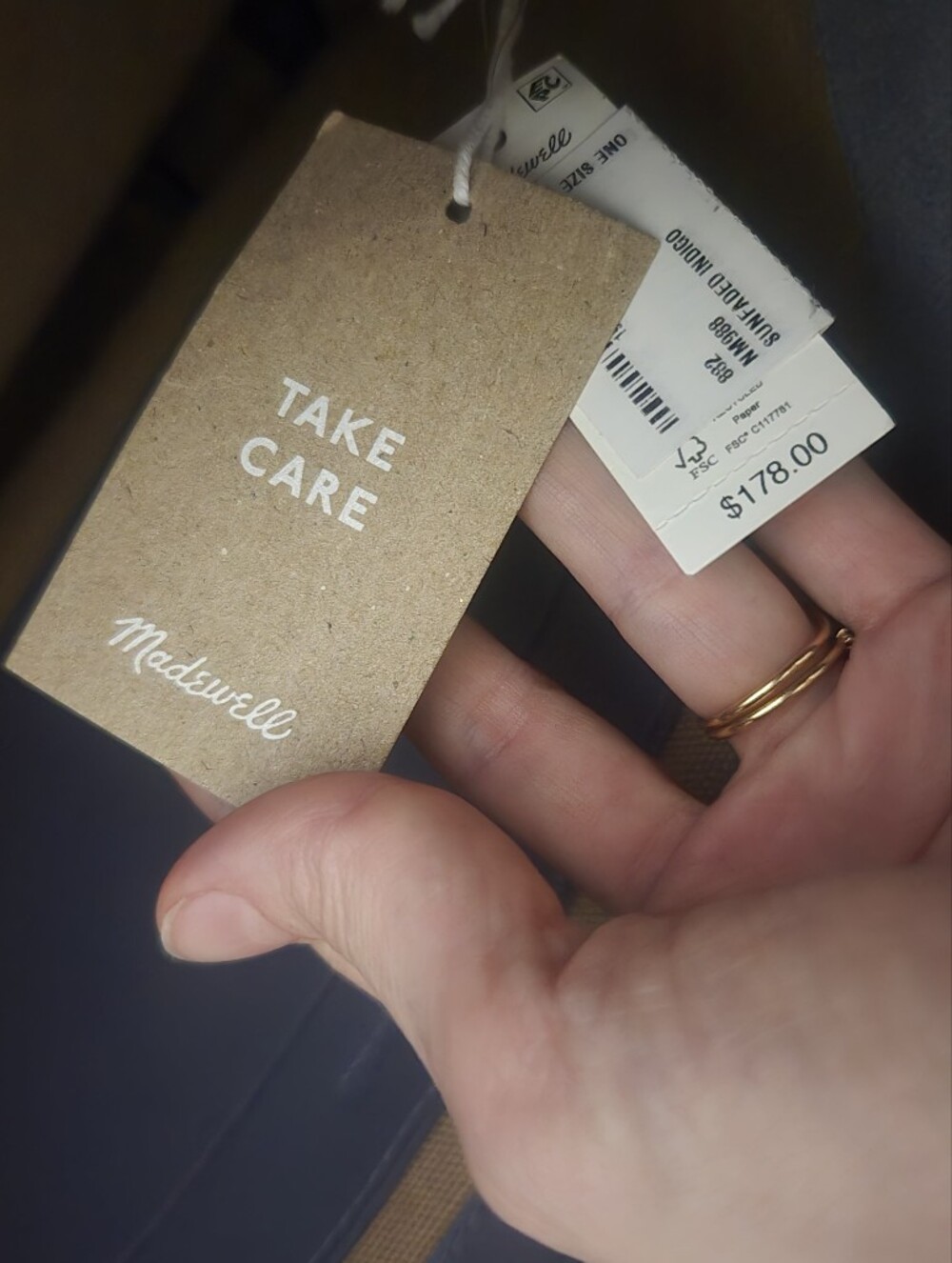 NWT Madewell Essential Bucket Tote Bag, Slate / Grayish Blue, Work/Travel - Picture 7 of 7